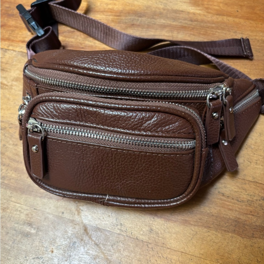Vintage Genuine Leather Supple Brown Crossbody Bag Belt Bag EUC
